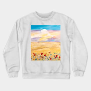 Poppies and Cornflowers Near a Wheat Field Crewneck Sweatshirt